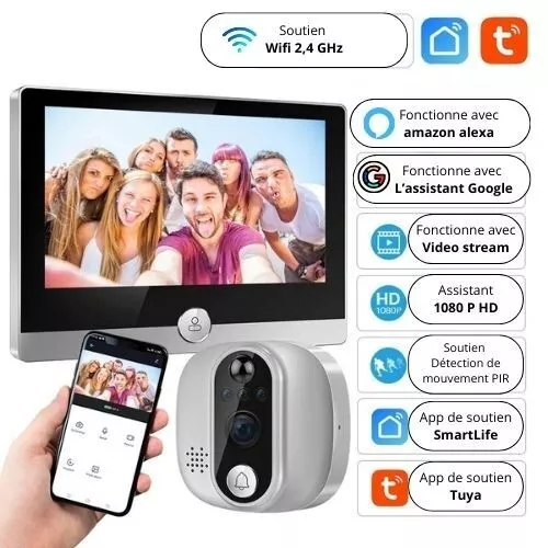 Sonnette Video Tuya Judas Wifi Camera Alexa Google Home Ecran Smart Life Porte