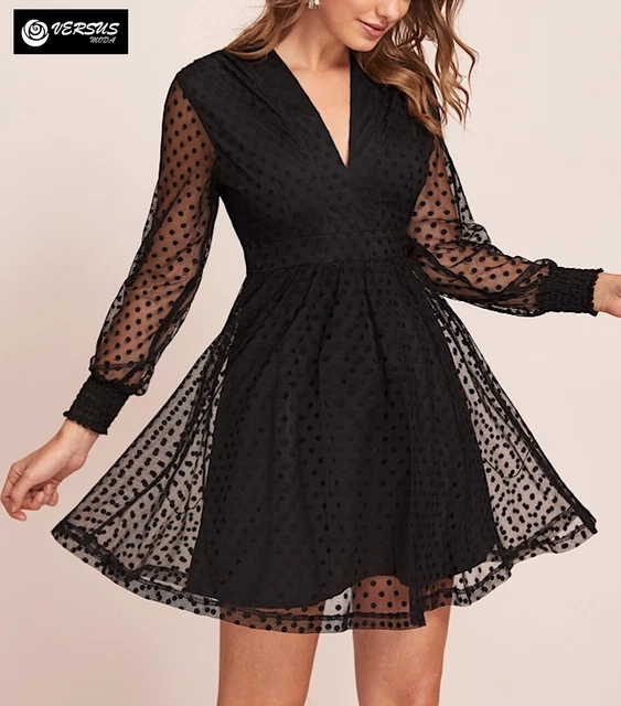 VESTIDO DE MUJER Mini Manga Transparente Largo Cortas 110275 EUR