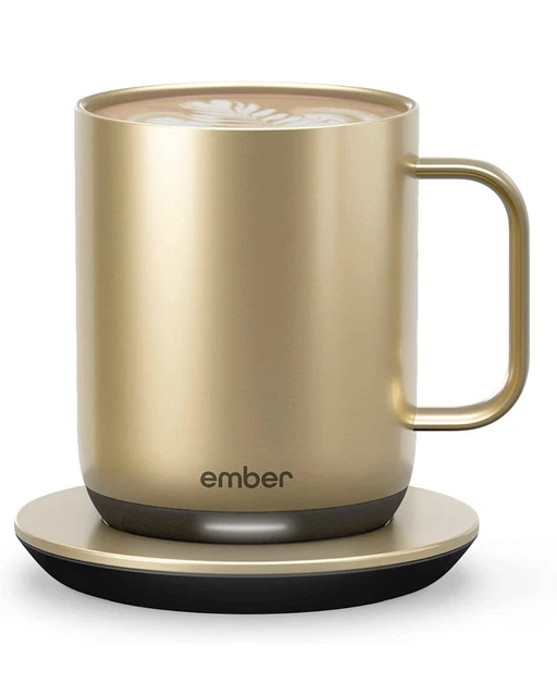 Temperature Control Smart Mug 2, 10 Oz, App-Controlled Heat Coffee Mug, gold