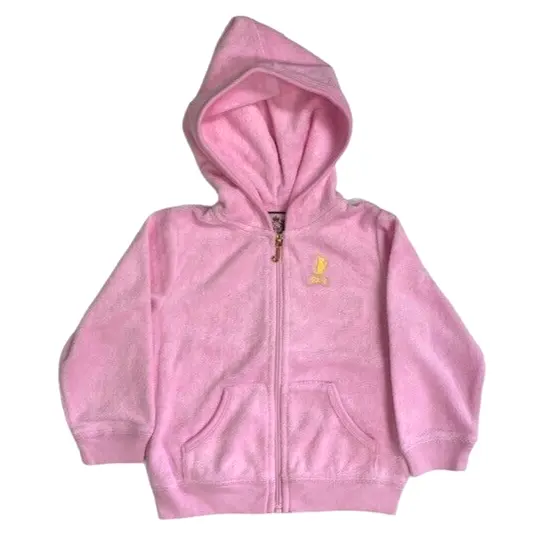 JUICY COUTURE Girls Pink Zip Velour Tracksuit Top Hoodie Jacket Age 18 Months M