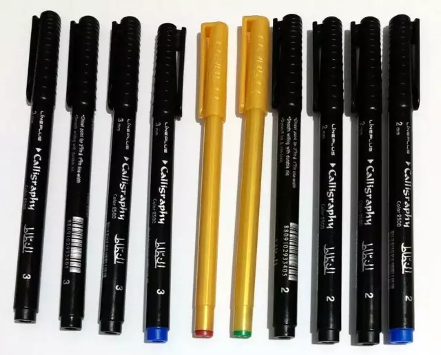 10 X Al Khatat Chiselled Nib Calligraphy Pens - 4 colours, 2mm & 3mm