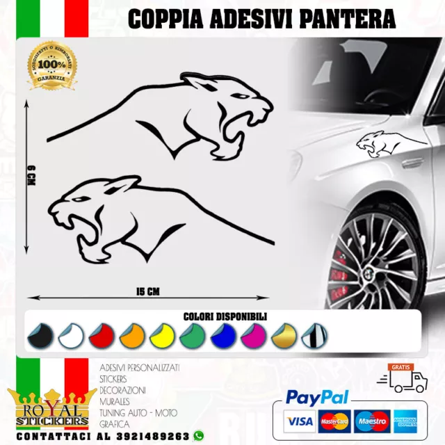 Coppia adesivi PANTERA stickers emblema stile polizia squadra volante