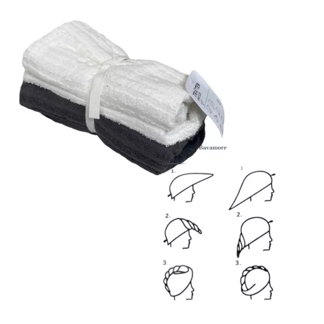 IKEA TRÄTTEN Cabello Envoltura de Toalla, Gris Oscuro/Blanco 100% Algodón TOTALMENTE NUEVO (PAQUETE DE 2)