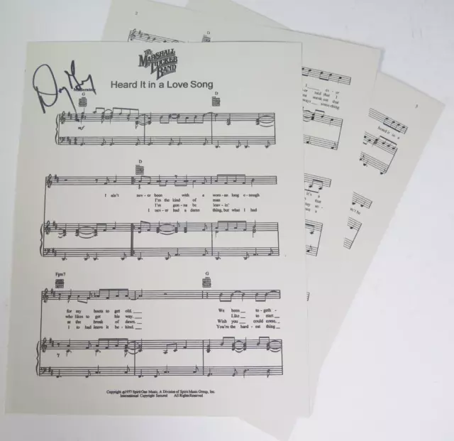 Doug Gray MARSHALL TUCKER BAND Signed "Heard It In A Love Song" Sheet Music JSA