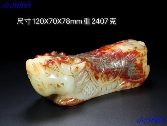 4.8"Han Dynasty Hetian jade beast wealth weird tiger beast pillow Pulse pillow