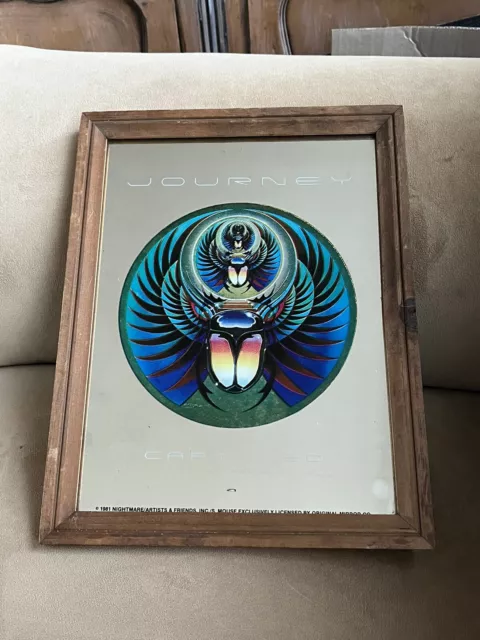 Vintage 1981 Journey  Framed Carnival Prize Glass Mirror  Captured Album