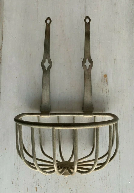 Antique Wall Mount Sponge Holder Nickel Brass Vtg  Bathtub Soap Basket 25-21J
