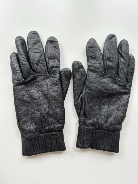 Women's Black Leather Gloves with Soft Lining