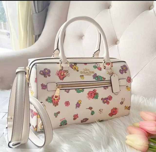 COACH ROWAN CHALK MLTI Satchel With Spaced Floral Field Print CA229