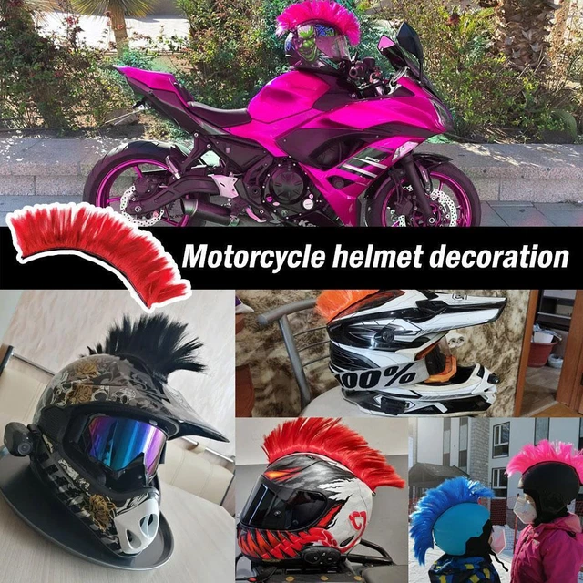 Motorbike Helmet Mohican Mohawk Punk Wig Helmet Hair Paste Decorxpus I6O1