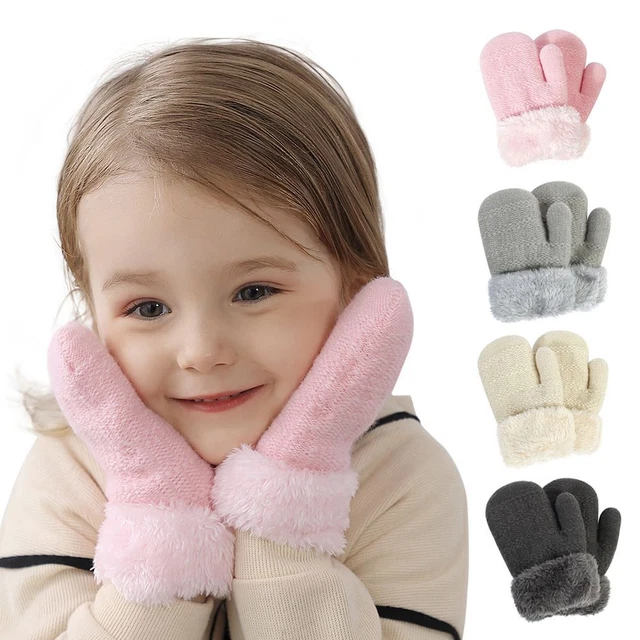 Guantes para niños Mitones de tejer Guantes de dedo completo Más terciopelo