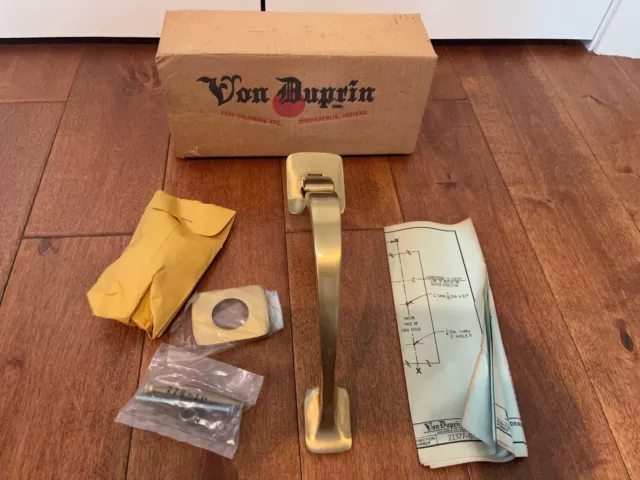 Vtg Nos 1970'S Von Duprin Usa, Brass/Bronze Thumb Latch Door Handle Trim W Lock