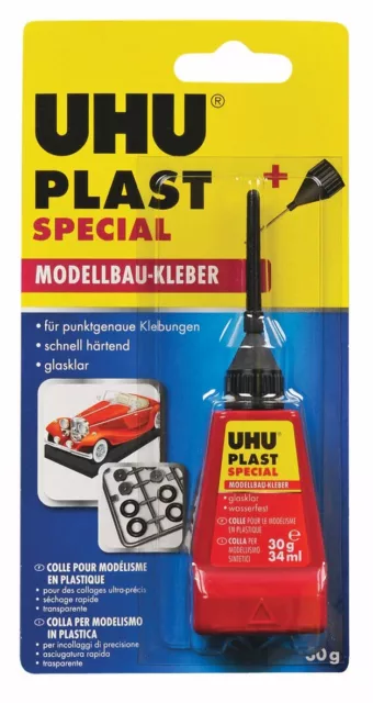 UHU Plast Spezialkleber 30g Modellbaukleber Feindosierspitze f. Polystyrol 45885