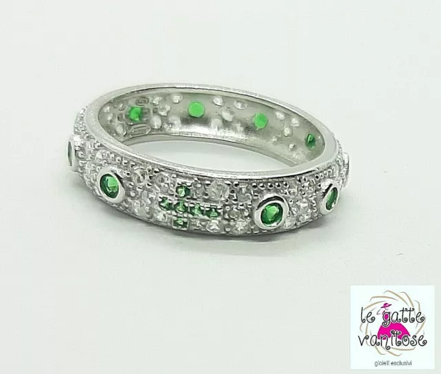 Anello FEDINA ROSARIO in Argento 925 rodiato con zirconi verde