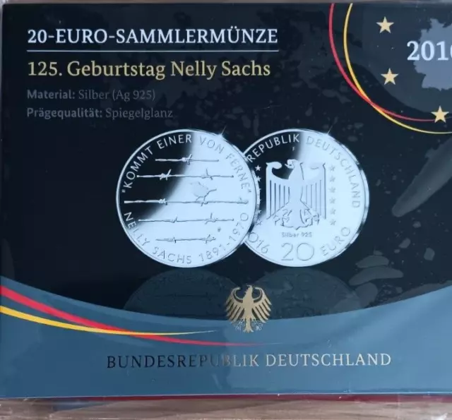 20 Euro Deutschland 2016 Silber PP - Nelly Sachs