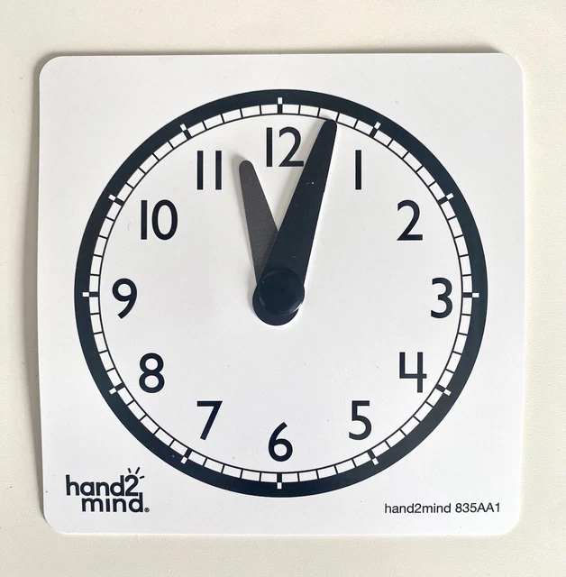 HAND2MIND LEARNING CLOCKS, white laminated plastic cards with dials ...