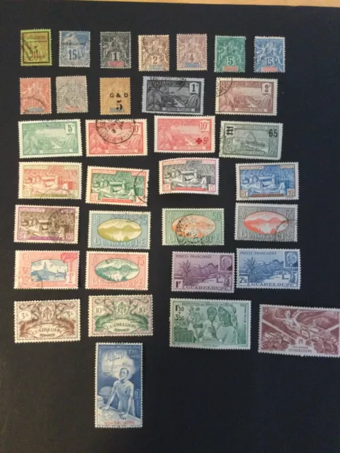 Diverse Briefmarken Guadeloupe, gestempelt