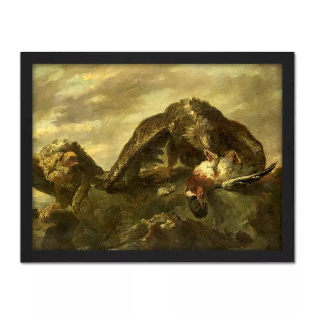 Joannes Fijt Eagles On The Cliffs Painting Framed Wall Art Print 18X24 In