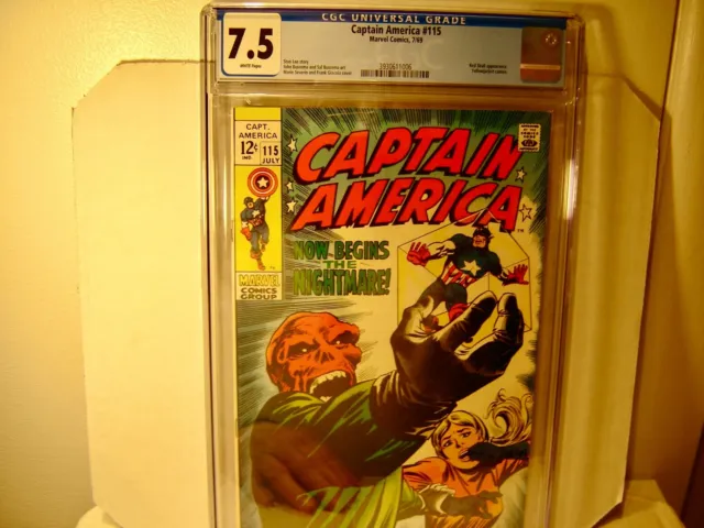 Captain America  #115 CGC 7.5 *"App. Red Skull & Yellowjacket Cameo" 1969
