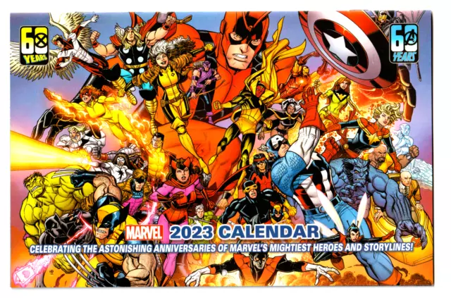 Marvel 2023 60 Jahre Comic-Größe PROMO KALENDER NM Pin-Up-Stil Seiten/Ungestempelt