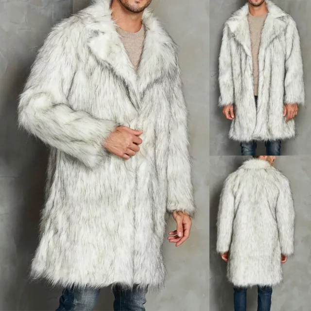Cappotti lunghi uomo caldi inverno giacca in pelliccia sintetica tuta outwear ou