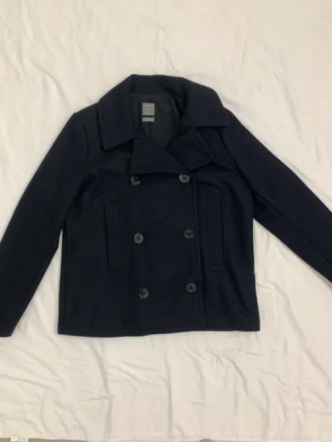 Gap Womens Size Large Black Double Breasted 8 button Pea Coat 