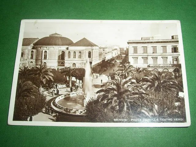 Cartolina Brindisi - Piazza Cairoli e Teatro Verdi 1940.
