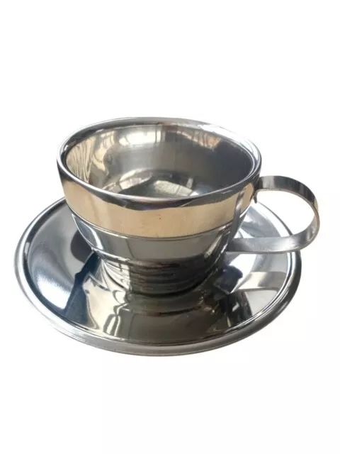 Edelstahl Cappuccino Tasse & Untertasse 250ml