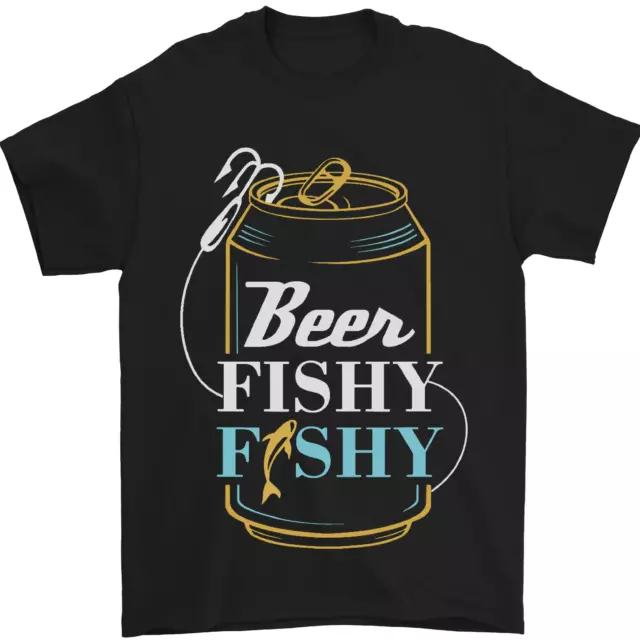 Pesca Birra Here Pesce Pescatore Divertente Uomo T-Shirt 100% Cotone