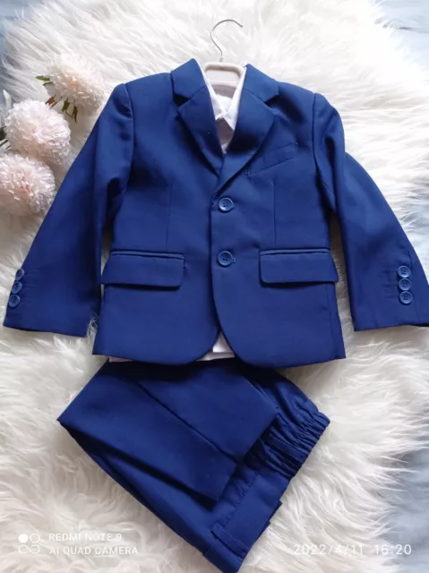 Boys Suits 4 Piece Wedding Page Boy Party Prom Suit Blue  1-2 years