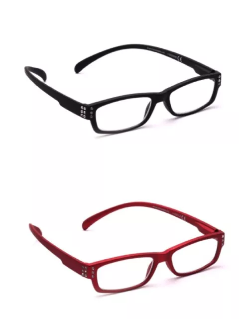 Klammeraffe Lesebrille Schwarz Rot Strass Stärken 1.0 - 3.5 mit Etui SALE SALE