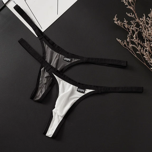 Slip String Homme Maille Transparente - G-string Avec Pochette, Neuf Avec étiquettes