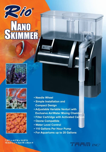 Rio MINI NANO HANG ON BACK PROTEIN SKIMMER up to 20 Gal AQUARIUM FISH HOB FILTER