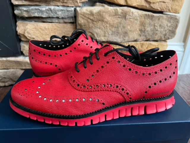 Cole Haan Zerogrand Wingtip Oxford Shoes Red Rare Mens 9 M New With Box