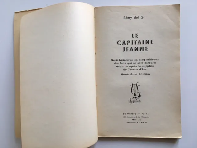 Le capitaine Jeanne par Remy Del Gir Le Ménure N°41 1952 3