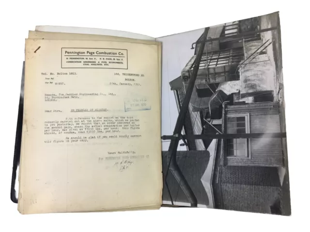 1930's Vintage Engineering Portfolio Letters Diagrams OWEN Air Preheating System