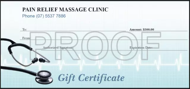 Gift Certificate Voucher For Pain Relief Massage Clinic Gold Coast QLD Australia