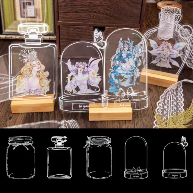 40pcs Home School Transparent Dried Flower Bookmark Birthday Glassware Sticker