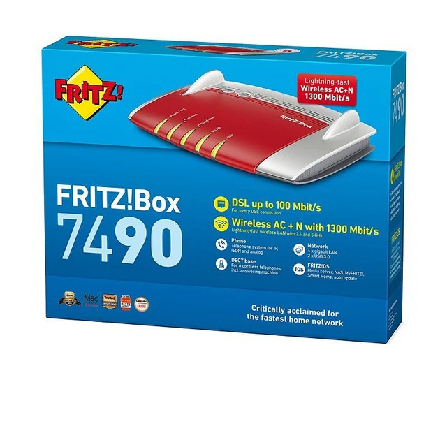 MARCHAND: AVM FRITZ!BOX WLAN 7490 + TVA Facture EUR 97,85 - PicClick FR