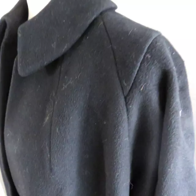 Vintage 1950's Town & Country Women's Black Wool Swing Coat M - L Edge to Edge 3