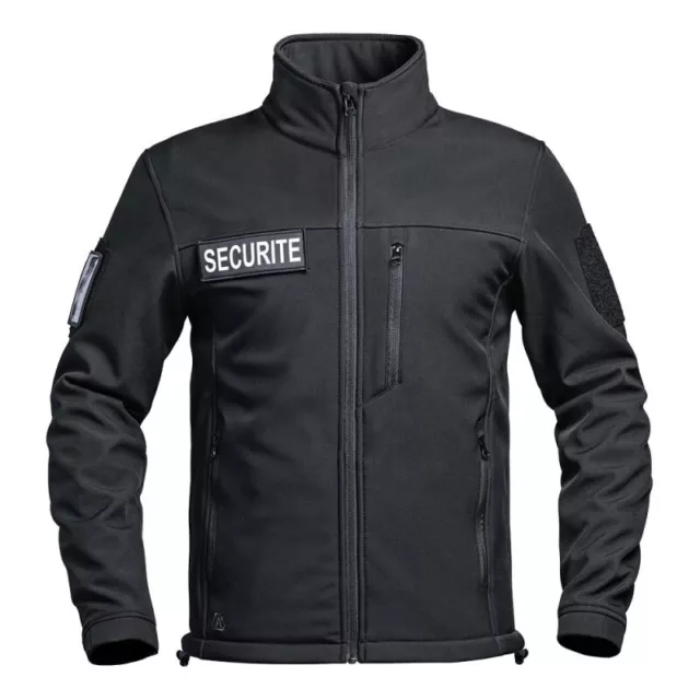 Veste Softshell Sécu-One Flap Sécurité Noir Intervention Gardien Surete Vigile