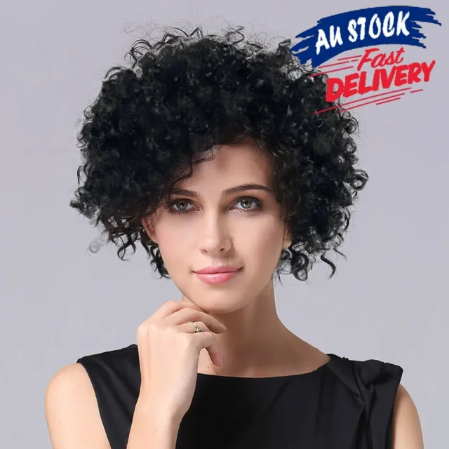 Black Wig Cosplay Fancy Dress Curly Afro World Costume Cup Party