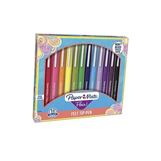 Flair Felt Tip Pens, Medium Point (0.7mm), Assorted Colors 14 Count Medium Tip