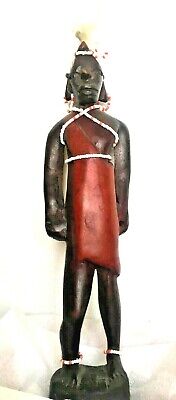 Antique Vintage Figurine Men Wooden Hand Carved statue Rare Tribal African  10"