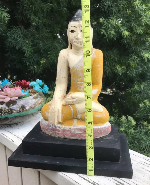 19th Century Antique Burmese Carved Alabaster Marble Stone Seated Buddha 7