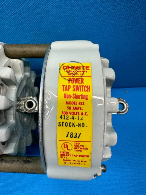 Ohmite 50Amps 300Volts Non-Shorting Rotary Power Tap Switch 412-4-T2 2