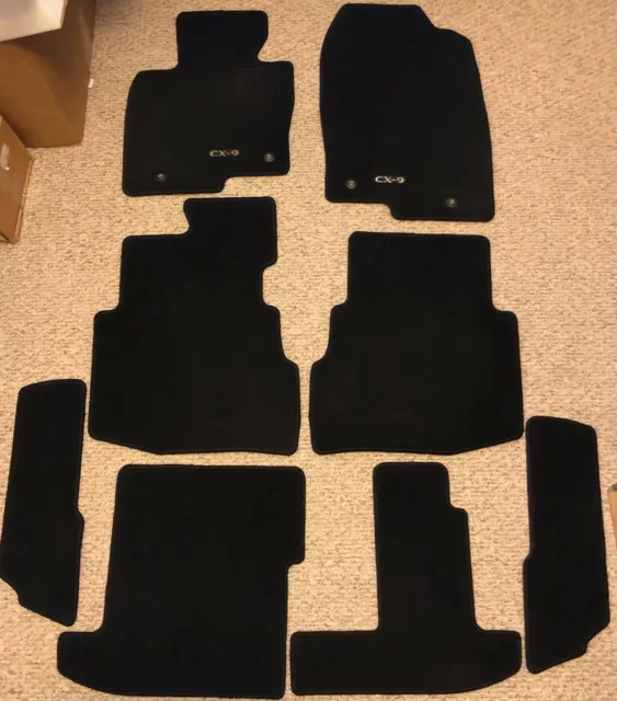 2016-2023 Mazda CX-9 Genuine OEM Carpet Floor Mats Set Black 8pc TK52-68-G20D-03 2016-2023 Mazda CX-9 Genuine OEM Carpet Floor Mats Set Black 8pc TK52-68-G20D-03