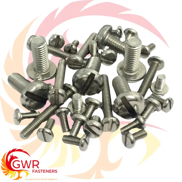 M2 M3 M4 A2 Stainless Steel Machine Screws - Slotted Pan Head Bolts DIN85