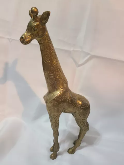 12.5" Brass Giraffe Statue, African Jungle Safari