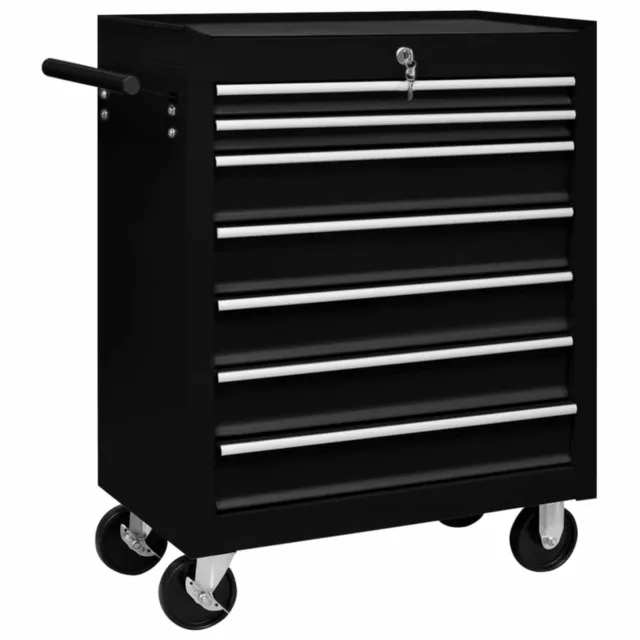 Workshop Tool Trolley with 7 Drawers Black O1Z4